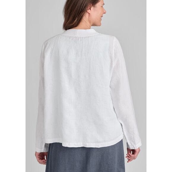 Flax 100% Linen White Chelsea Pullover Long Sleeve Top Size Large - Picture 2 of 12